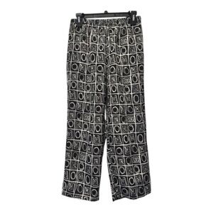 Bleyle Vintage Black White Geometric Pants Sz 8 Artsy Elastic Waist